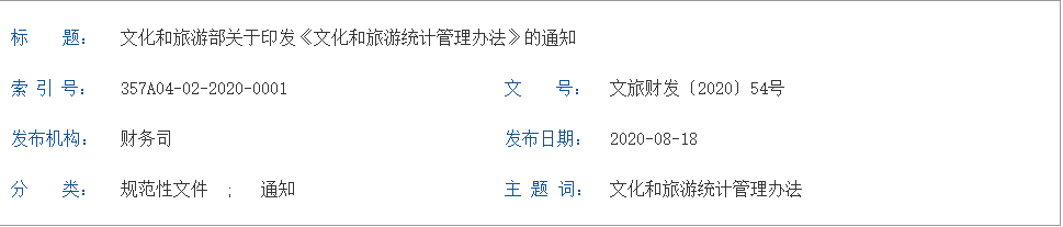 關(guān)于印發(fā)《文化和旅游統(tǒng)計(jì)管理辦法》的通知